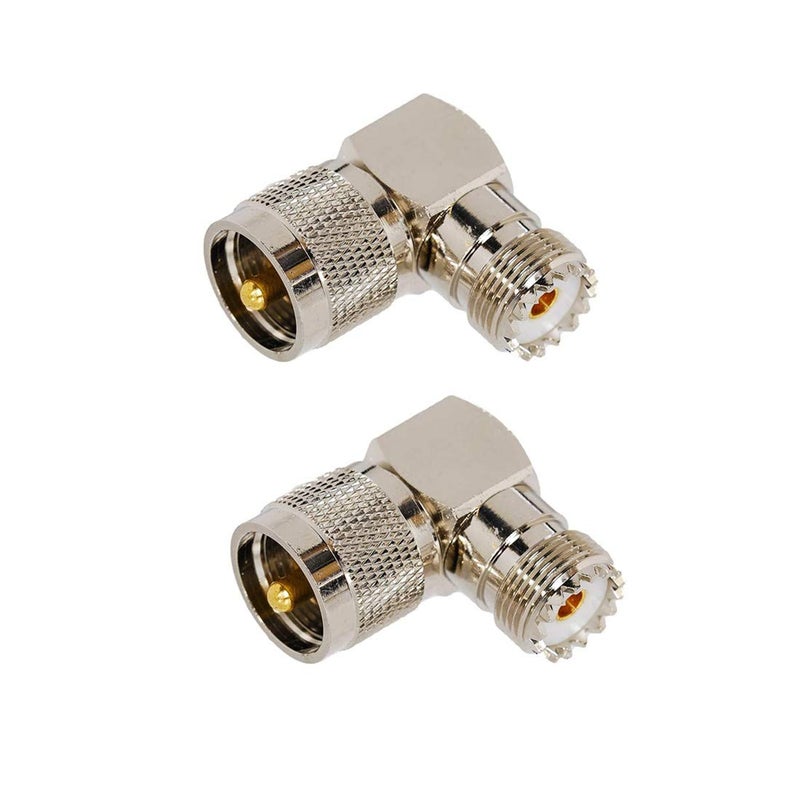 bnafes UHF Male PL259 to Female SO239 RF Coaxial Adapter, UHF 90Â°Right Angle Connector, F Type Female to Male Connector for CB Radio Antenna, Wireless LAN Devices, Coaxial Cable 2-Pack - Image 2